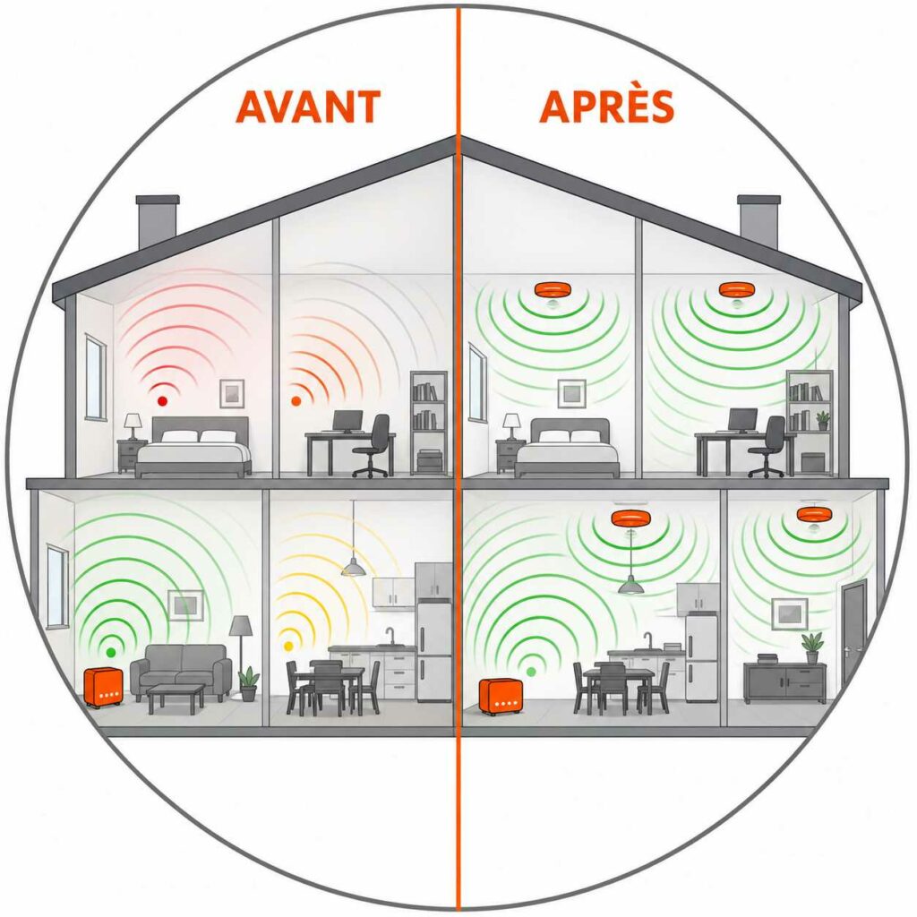 pourquoi le wifi ne couvre pas tout le bâtiment malgré la fibre